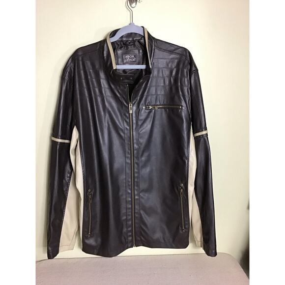 Distortion Custom Rags Men’s Vintage Faux Leather Motorcycle Jacket Sz.XXL  EUC - Picture 2 of 11